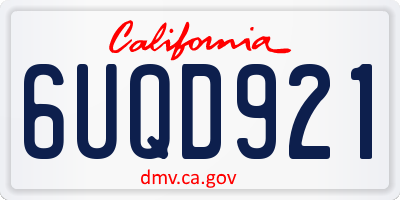 CA license plate 6UQD921
