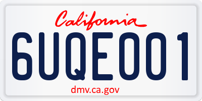 CA license plate 6UQE001
