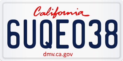 CA license plate 6UQE038