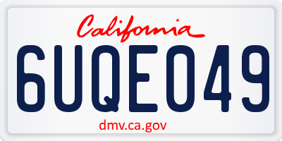 CA license plate 6UQE049
