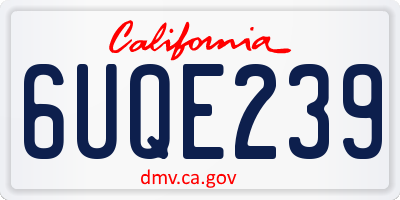 CA license plate 6UQE239