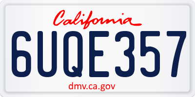CA license plate 6UQE357