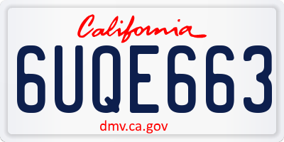 CA license plate 6UQE663