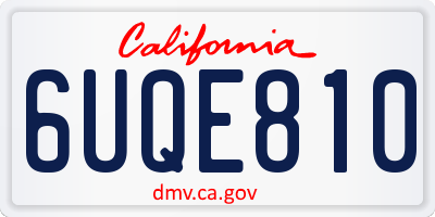 CA license plate 6UQE810