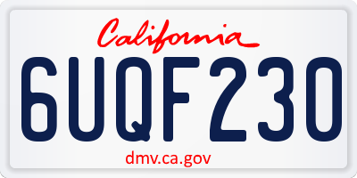 CA license plate 6UQF230