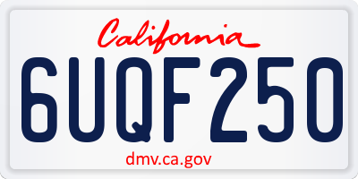CA license plate 6UQF250