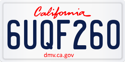 CA license plate 6UQF260
