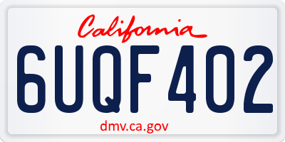 CA license plate 6UQF402