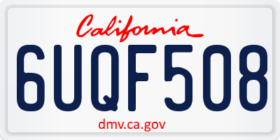 CA license plate 6UQF508