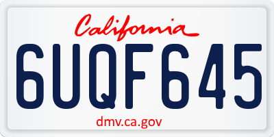 CA license plate 6UQF645