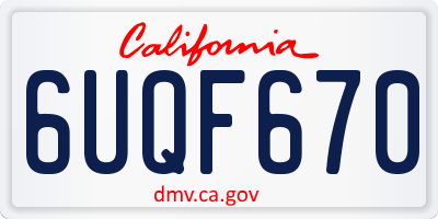CA license plate 6UQF670
