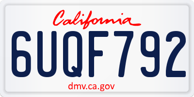 CA license plate 6UQF792