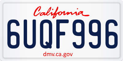 CA license plate 6UQF996
