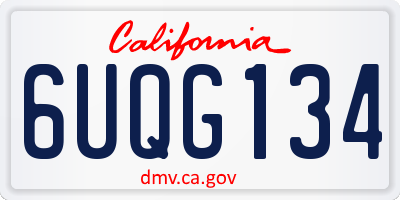 CA license plate 6UQG134