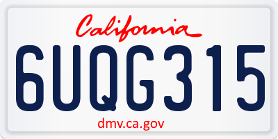 CA license plate 6UQG315