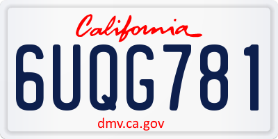 CA license plate 6UQG781