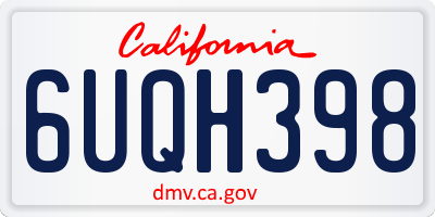 CA license plate 6UQH398