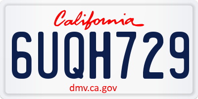 CA license plate 6UQH729