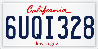 CA license plate 6UQI328