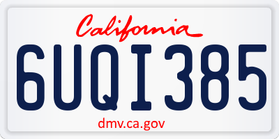 CA license plate 6UQI385