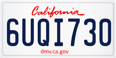 CA license plate 6UQI730