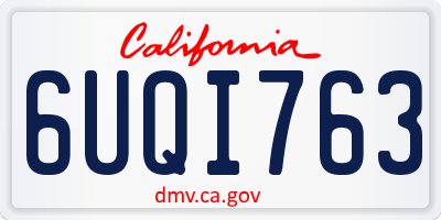 CA license plate 6UQI763