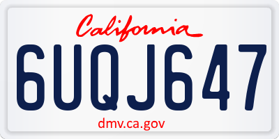 CA license plate 6UQJ647