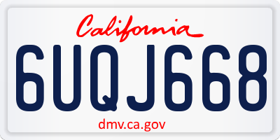 CA license plate 6UQJ668