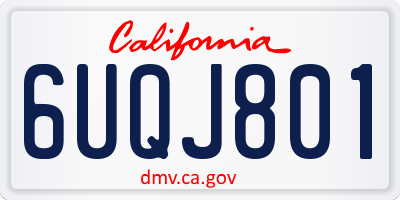 CA license plate 6UQJ801