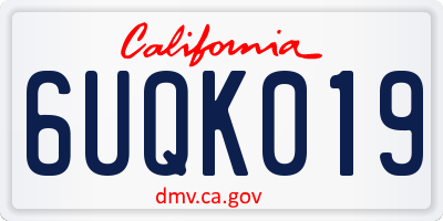 CA license plate 6UQK019
