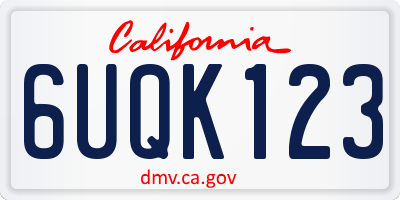 CA license plate 6UQK123