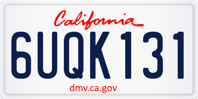 CA license plate 6UQK131