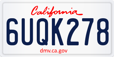 CA license plate 6UQK278
