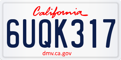CA license plate 6UQK317