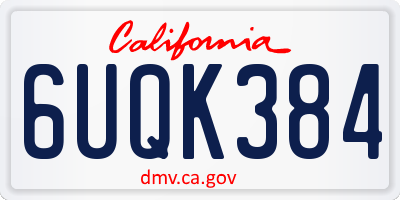 CA license plate 6UQK384