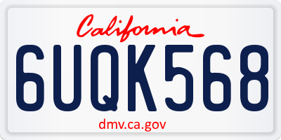 CA license plate 6UQK568