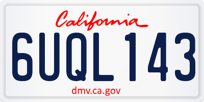 CA license plate 6UQL143