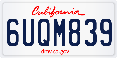 CA license plate 6UQM839