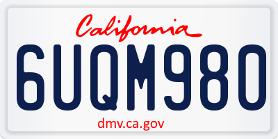 CA license plate 6UQM980