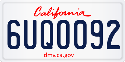 CA license plate 6UQO092