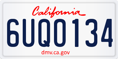 CA license plate 6UQO134