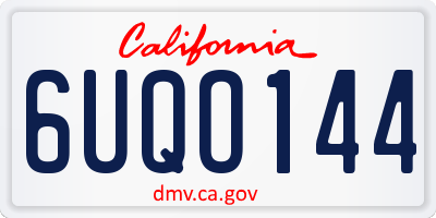 CA license plate 6UQO144