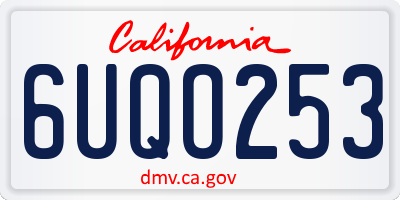CA license plate 6UQO253