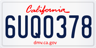 CA license plate 6UQO378