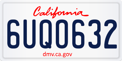CA license plate 6UQO632