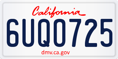 CA license plate 6UQO725