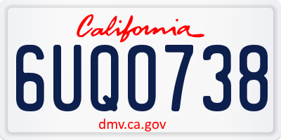 CA license plate 6UQO738