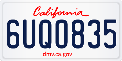 CA license plate 6UQO835