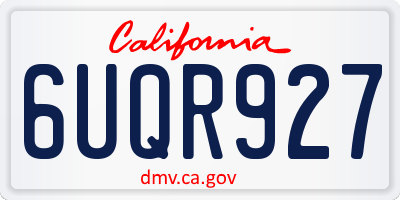 CA license plate 6UQR927