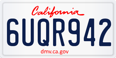 CA license plate 6UQR942